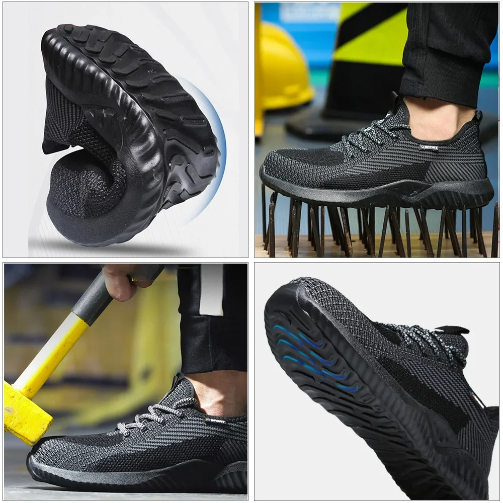 Breathable Men Safety Shoes Work Boots Steel Toe Cap Puncture-Proof Indestructible Security Shoes Light  Women Antiskid Sneakers