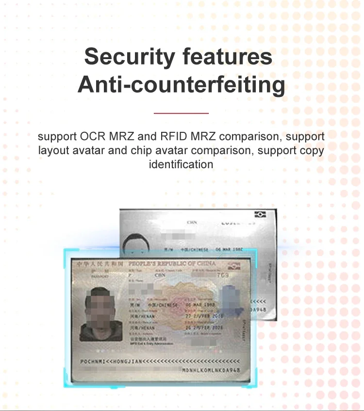 passport scanner for airport /hotel /ID verification devices MRZ OCR  passport reader