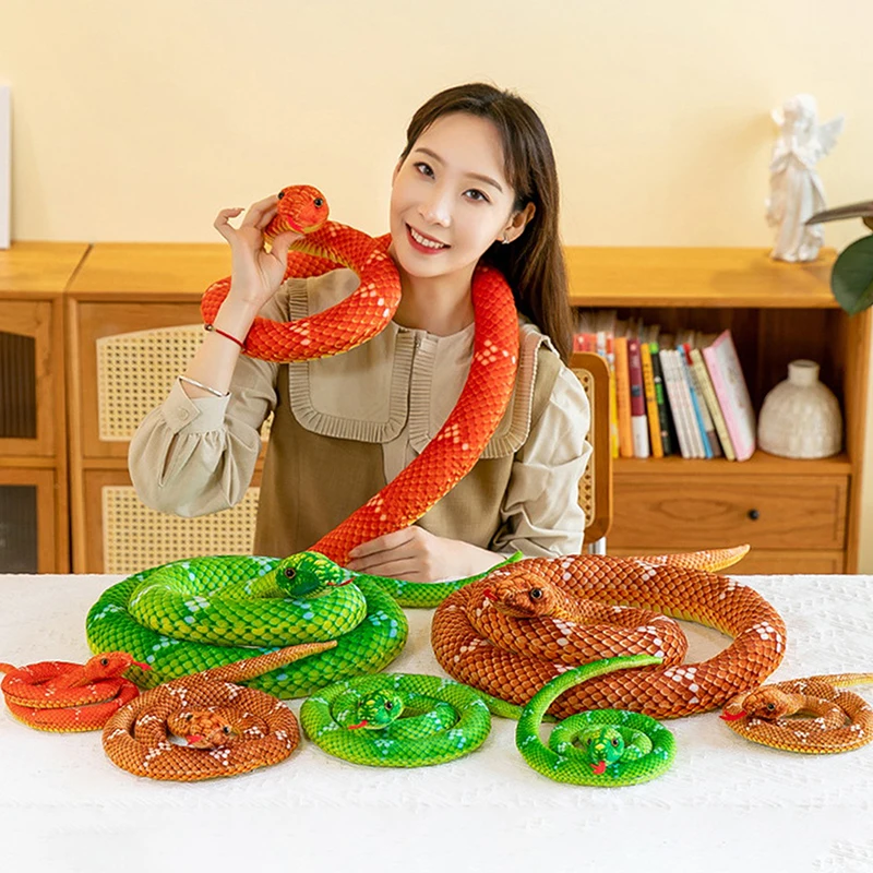 1PC Funny Spoof Joke Soft Toys 80/110/160cm Simulated Colorful Python Plush Toy Stuffed Animals Snakes Plushies Doll Home Decor