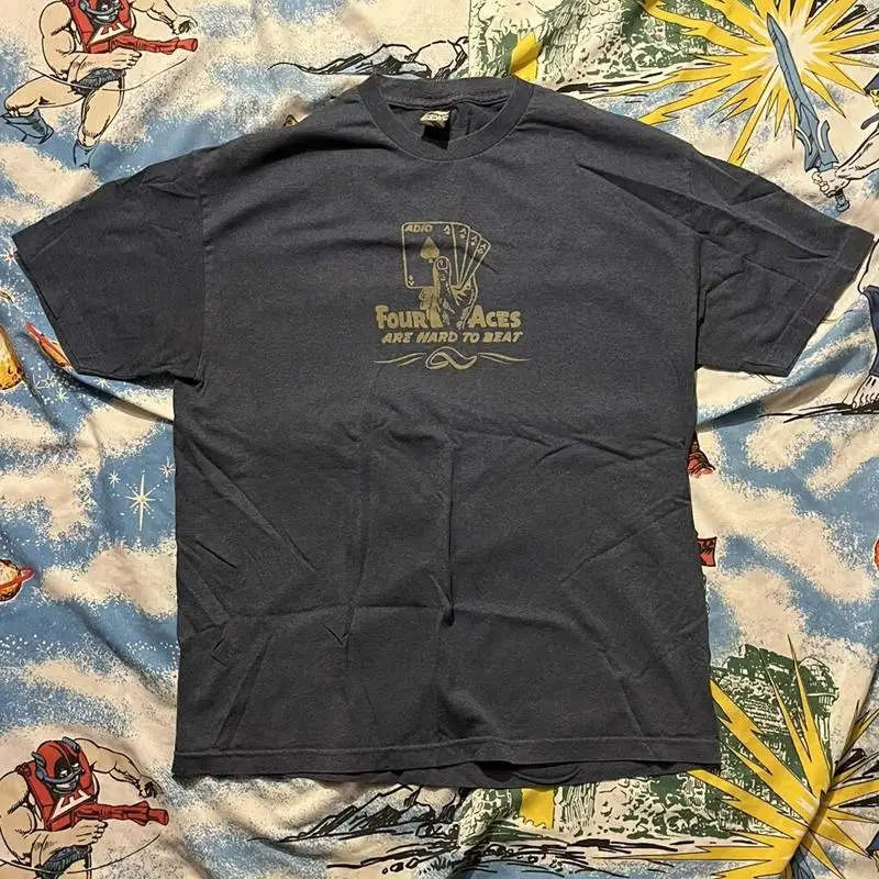 

Винтажная футболка 2000-х годов Adio Skateboarding 4 Aces Rare XL Y2K Skate Punk EUC