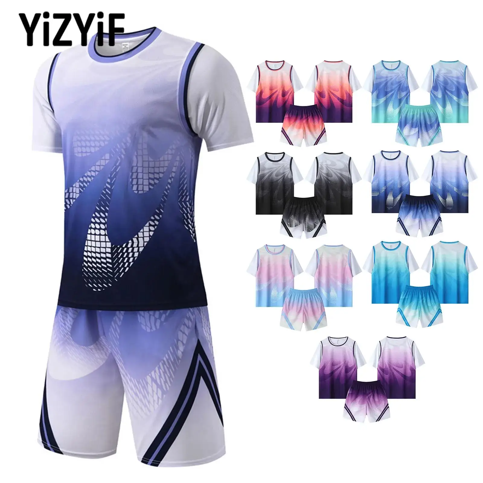 

Детская спортивная экипировка, детская профессиональная баскетбольная футбольная форма, трикотажный топ с короткими рукавами для командных тренировок + шорты, спортивные костюмы