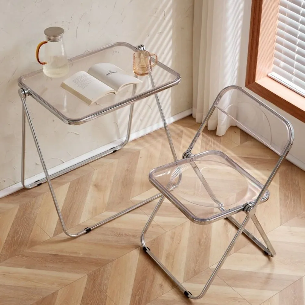 

Acrylic transparent crystal folding table, internet famous Instagram, minimalist home balcony table and chair combination