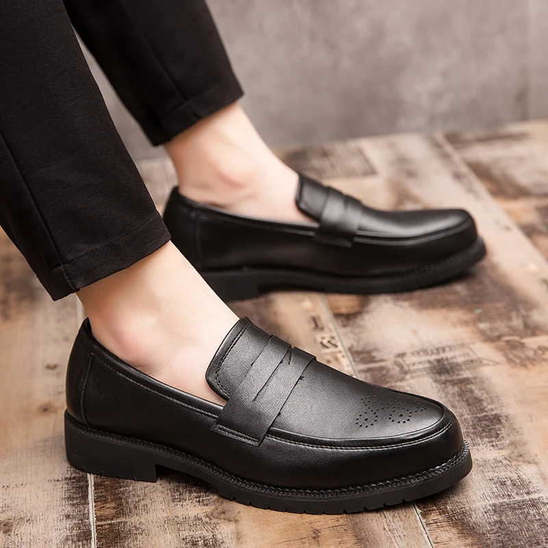 

spring British Style Men High Quality Leather Loafers Men Casual Shoe Comfort Slip on Office Work Business Low Heel Formal Shoes