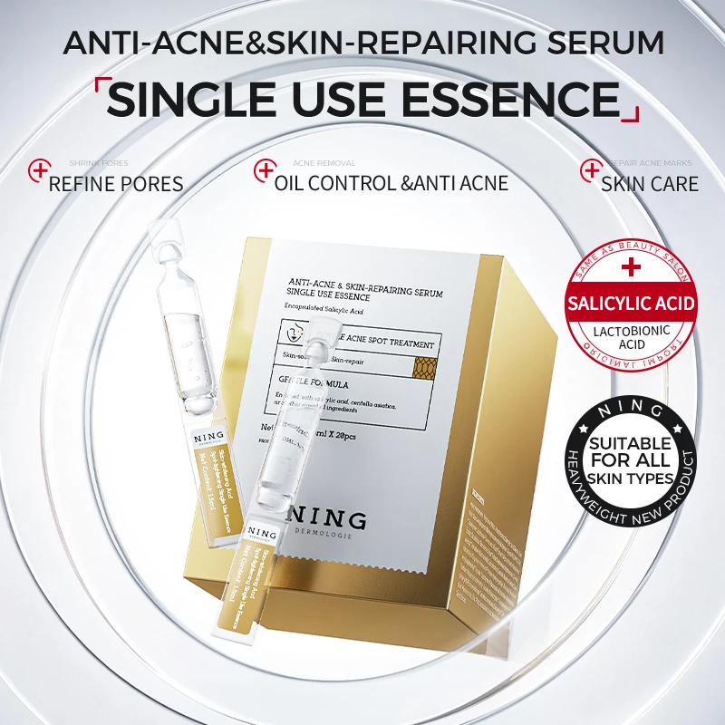 NING Anti-Acne Skin Repair Serum 1.5ml Single-Use Essence with 2% Encapsulated Salicylic Acid, Niacinamide & Soothing Complex