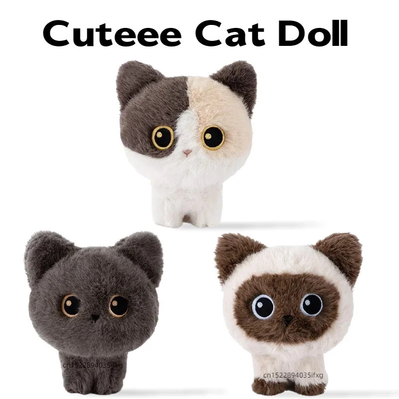 Gato de peluche de 18CM para mascotas, gato Calico, gatito siamés, gato negro, muñeco de peluche, compañero de escritorio, regalo de cumpleaños para niños