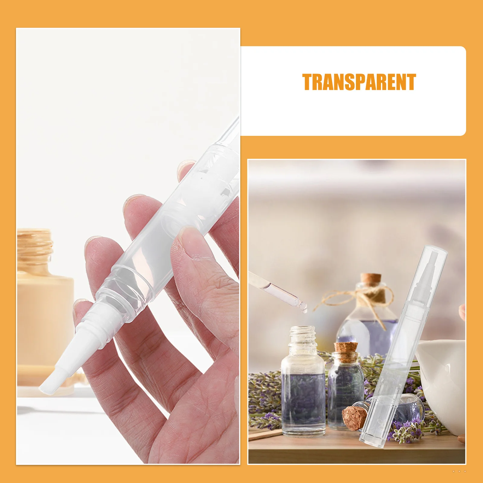 20Pcs Transparent Twist Pen 5Ml Refillable Lip Gloss Applicator with Soft Brush for Cuticle Oil Nail Polish Foundation Daily