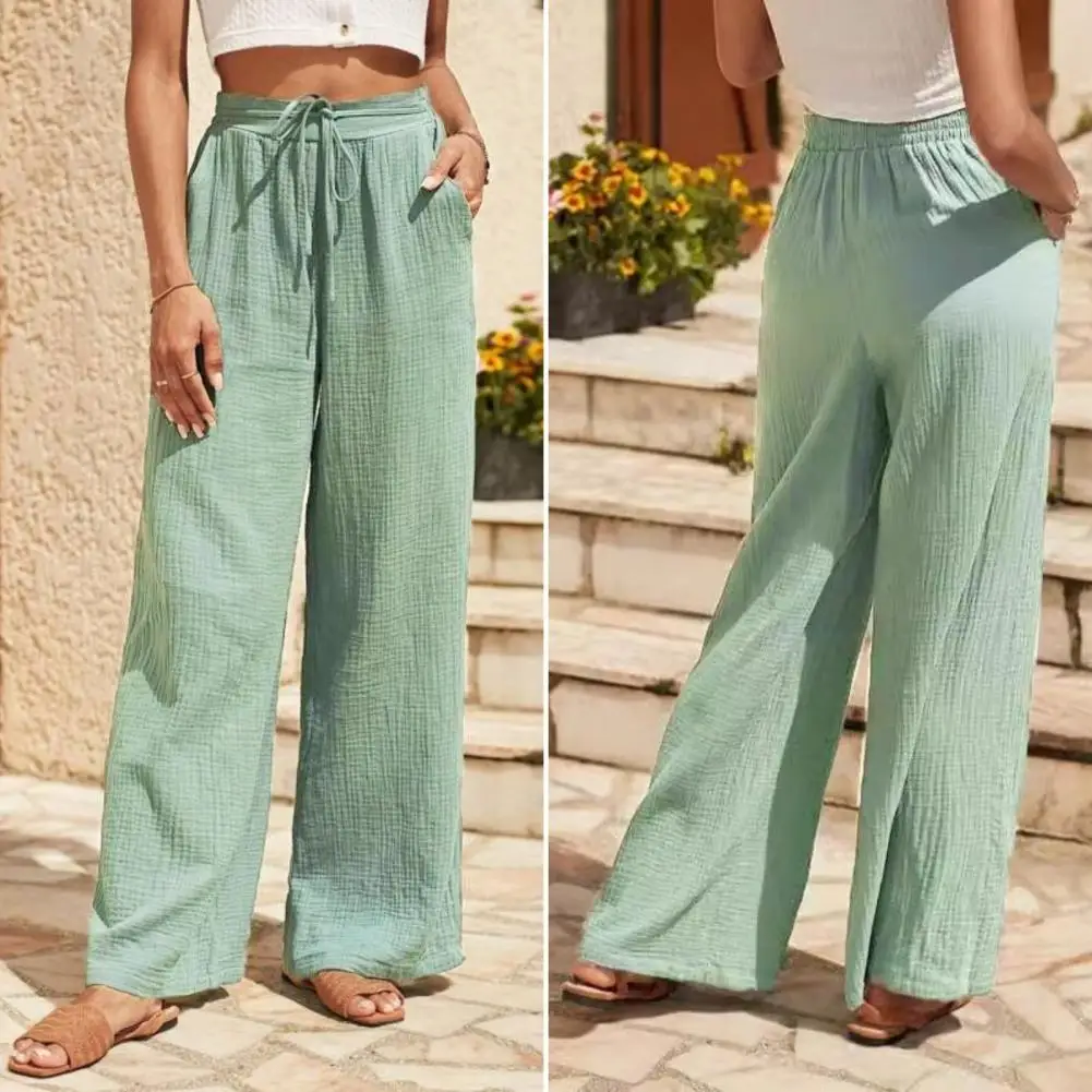 

Loose Fit Pants Stylish Women's Casual Pants with Wide Leg Adjustable Drawstring for Comfortable Streetwear Leisure Trousers