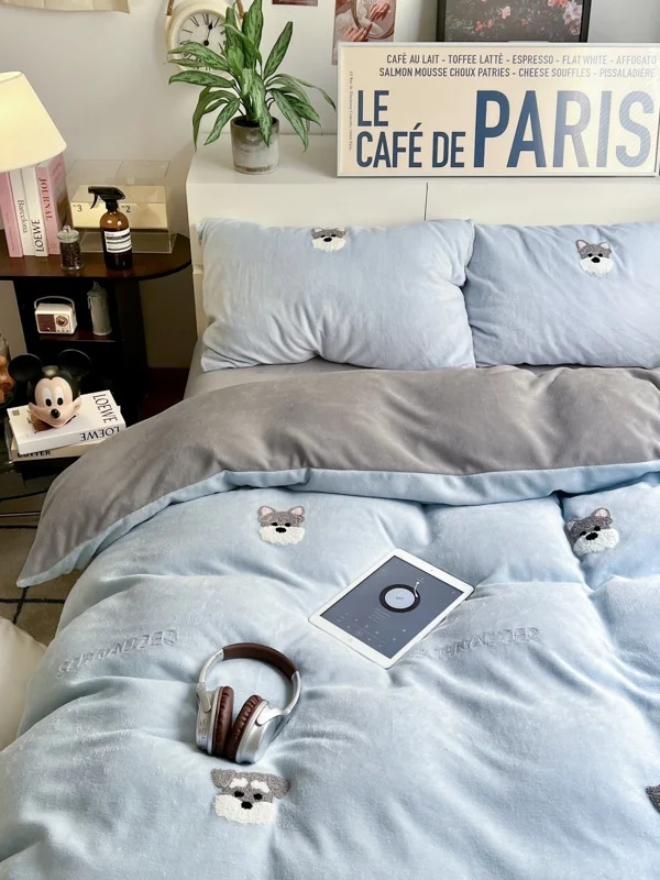 

Warm Milk Velvet Single Bedding Cover Winter Season Bedding Set Pillowcase Pair Comforter Cover Single Piece