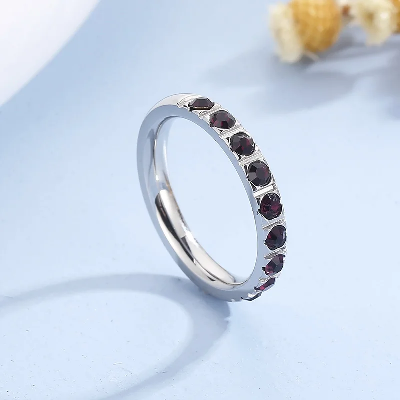 Trendy Stainless Steel Rings For Women Mini Heart Cuban Zircon Multiple Color Wedding Bands Finger Mujer Rings Jewelry Wholesale