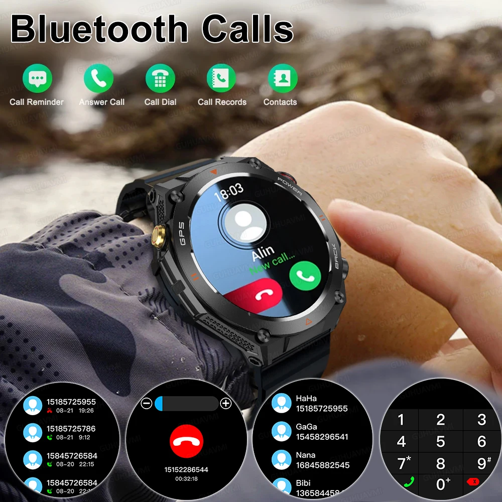 2025 New For Xiaomi GPS Sports Smart Watch Men Waterproof Fitness Trackr Bluetooth call 650Mah Battery Smartwatch Woman Bracelet