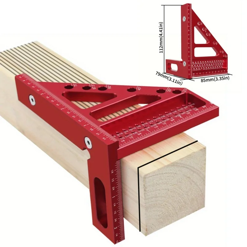 

Specialized for Woodworking Thickneed Carpenter Square 3D Multi Angle Measuring Ruler 45/90 Degree Aluminum Square Protractor
