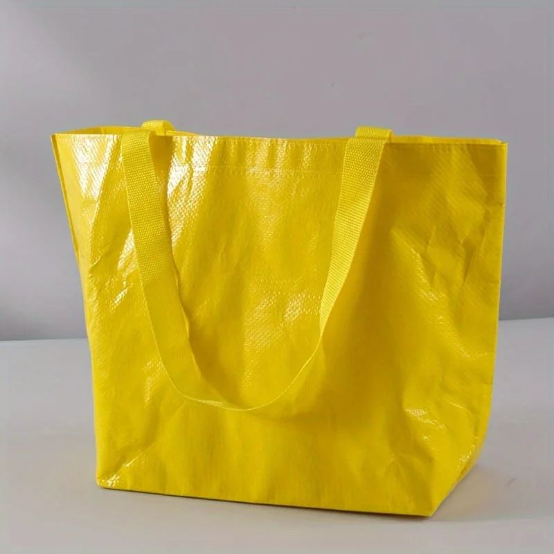 Heavy-duty polyester tote bag, wide-bottom reusable shopping and merchandise bag, durable handle gift bag, suitable for clothing