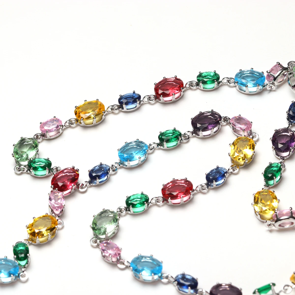 Zircon Beads Tennis Chain Tassel Necklces For Women Colorful Stones Replicas Luxury Jewelry Iced Out CZ Hip Hop Choker For Gift