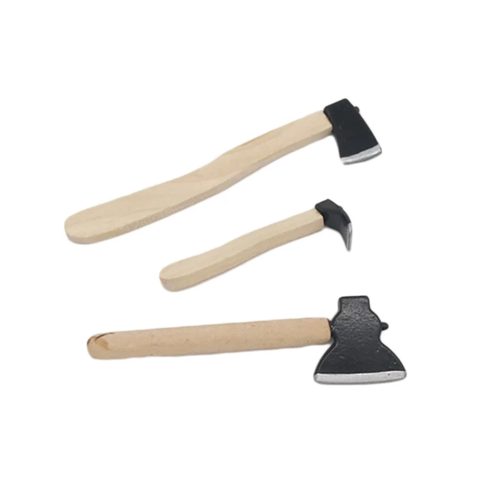 Mini maison de poupée en bois, outils de hache, meubles miniatures, ornements créatifs, décoration légère et sûre pour les enfants