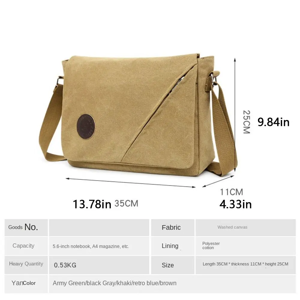 Bolsos con cinturón de hombro de lona a la moda, bolso de un solo hombro resistente al desgaste para ocio, bolso cruzado Simple y elegante para hombre