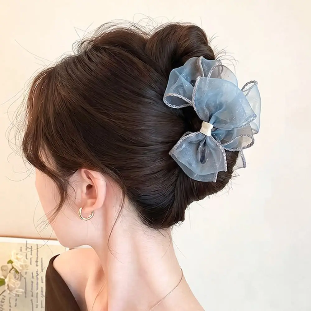 Luxury Mesh Ribbon Hair Claw Clip Elegant Butterfly Bowknot Barrettes Daily Commute Hair Accessories For Ladies Tools
