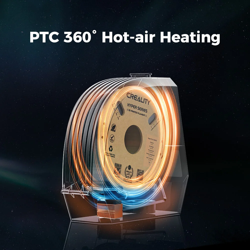 Creality Space 3D Filament Dryer Box, PTC Heater 360. Hot Air Circulation, 45-70.C Temp Control, 48H Timer, Humidity Monitor,