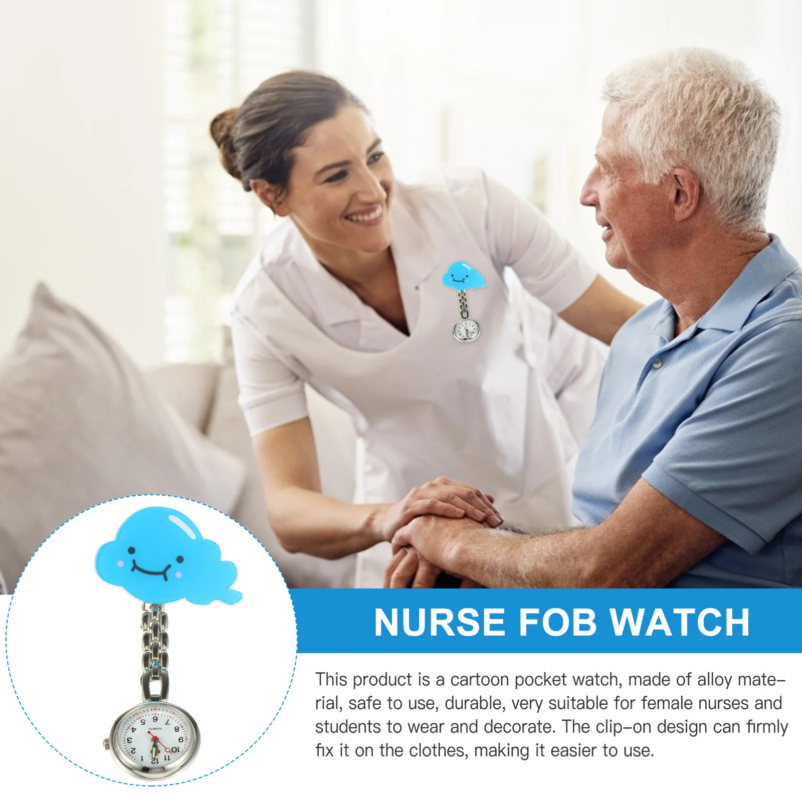 

Quartz Nurse Pocket Watch Glow-in-The-Dark Face Clip-on Design for Nurses Doctors Students Easy to Use Portable Gift