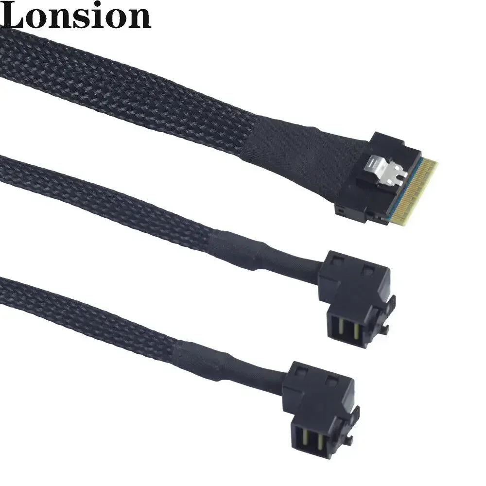

Кабель-переходник MINI SAS Slimline SFF-8654 8i 4.0 на 2 порта SAS HD SFF-8643