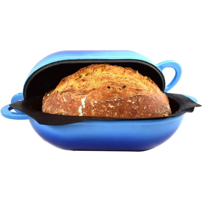 Fácil Kit Pão Artesanal, LoafNest, Incrível Ferro Fundido Forno Holandês, perfurado Non-Stick Silicone Liner, Gradiente Azul, Novo