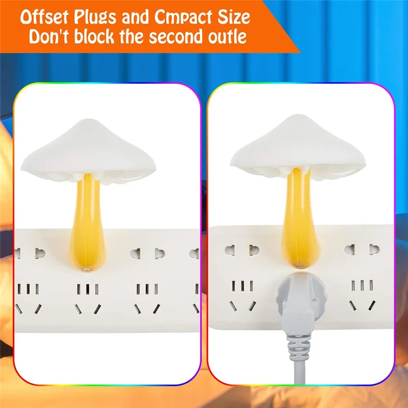 Mushroom Night Light RGB LED Night Light Plug in Lamp 7Color Mini Cute Night Lights for Kids Bedroom Night Light US Plug
