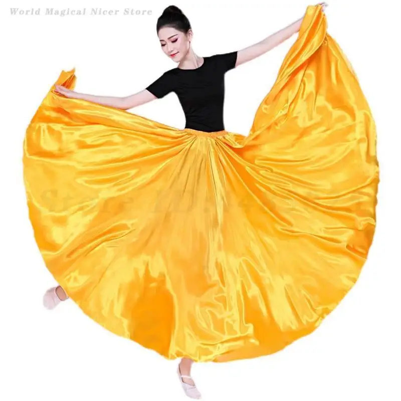 Adult Women's Dance Practice Costume Team Performance Long Latin Belly Dance Skirt 360 Degree Belly Flamenco Tango Dancer Skirts