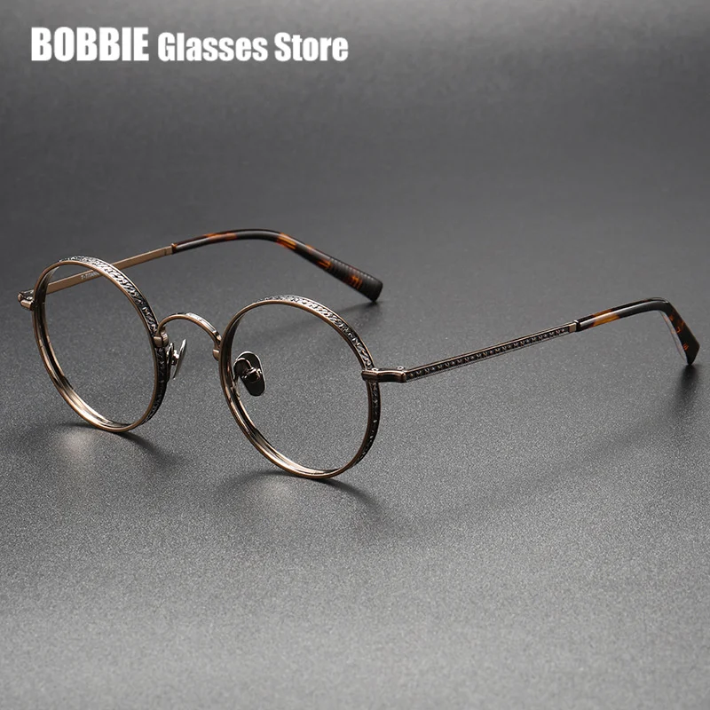 

Japanese Handmade Glasses Frames Eyeglasses Eyewear Round Men Woman Frame Fashion Retro Popular Myopia Titanium Anti Blue Light