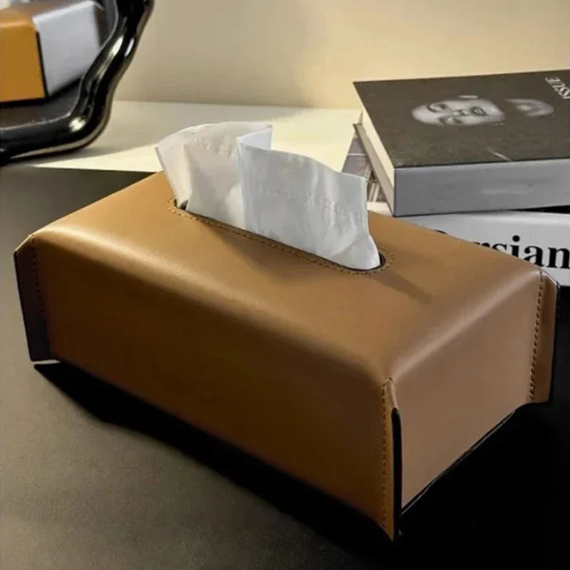 

Leather Tissue Box Napkin Case Luxury Paper Cover Car Living Tissue Paper Holder Desktop Home Tabletop Decoration