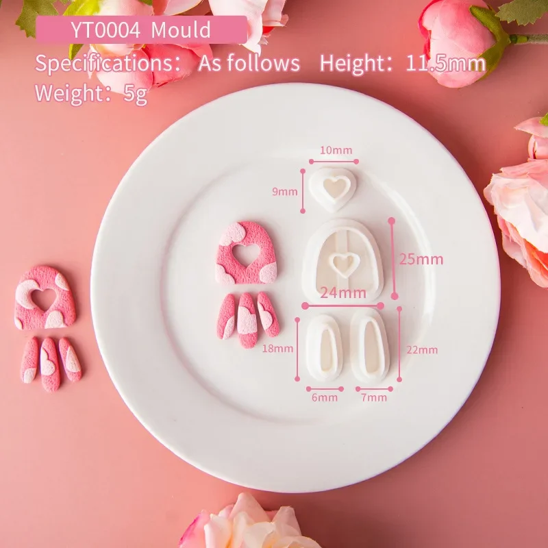 Soft Pottery Polymer Clay Cutter DIY Heart Geometric Earrings Lace Wave Pattern Cutting Mold Earring Jewelry Pendant Making
