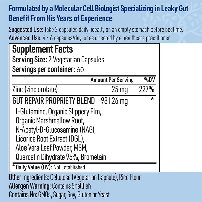Intestinal Repair - Natural Supplement To Promote Easy Digestion And Daily Balance, 60 Capsules