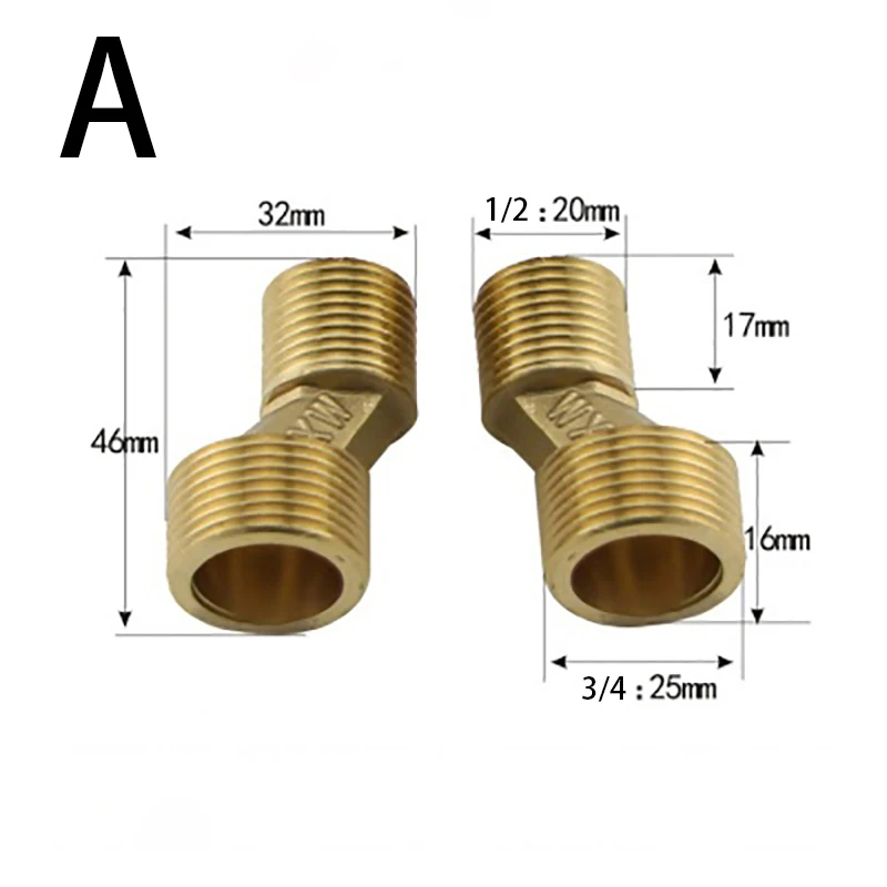 2PCS Copper 3/4"-1/2" BSP Male Thread Reducing Adjustable Distance Joint For Shower Faucet Joint Plumbing Fittings