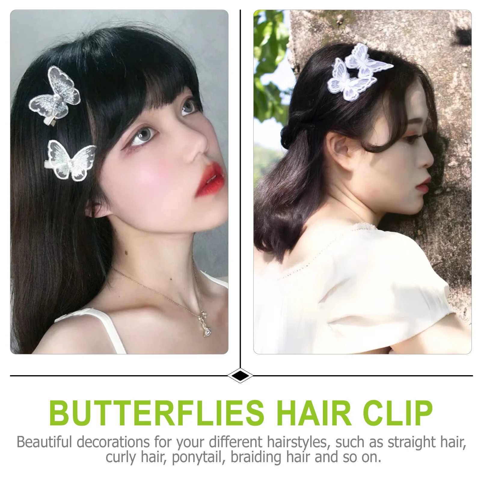 

10Pcs Butterfly Hairpins Lace Detail Hair Clips for Women Girls Braided Ponytail Curly Hair Styling Elegant Barrettes Set