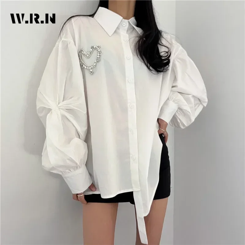 2025 Spring Casual Gothic Turn-down Collar Black Blouses Women's Single Breasted Loose Fit Sexy Oversized Long Sleeve Shirts