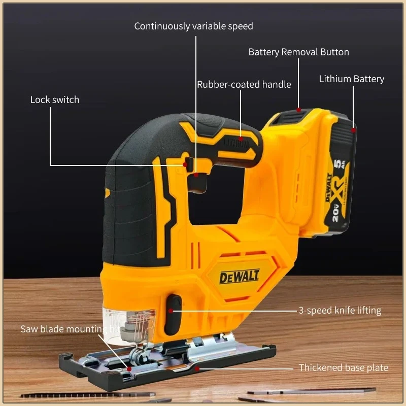 

Dewalt 2700RPM Cordless Electric Jig Saw Portable Multifunction Adjustable Woodworking Power Tool Brushless Curve Saw