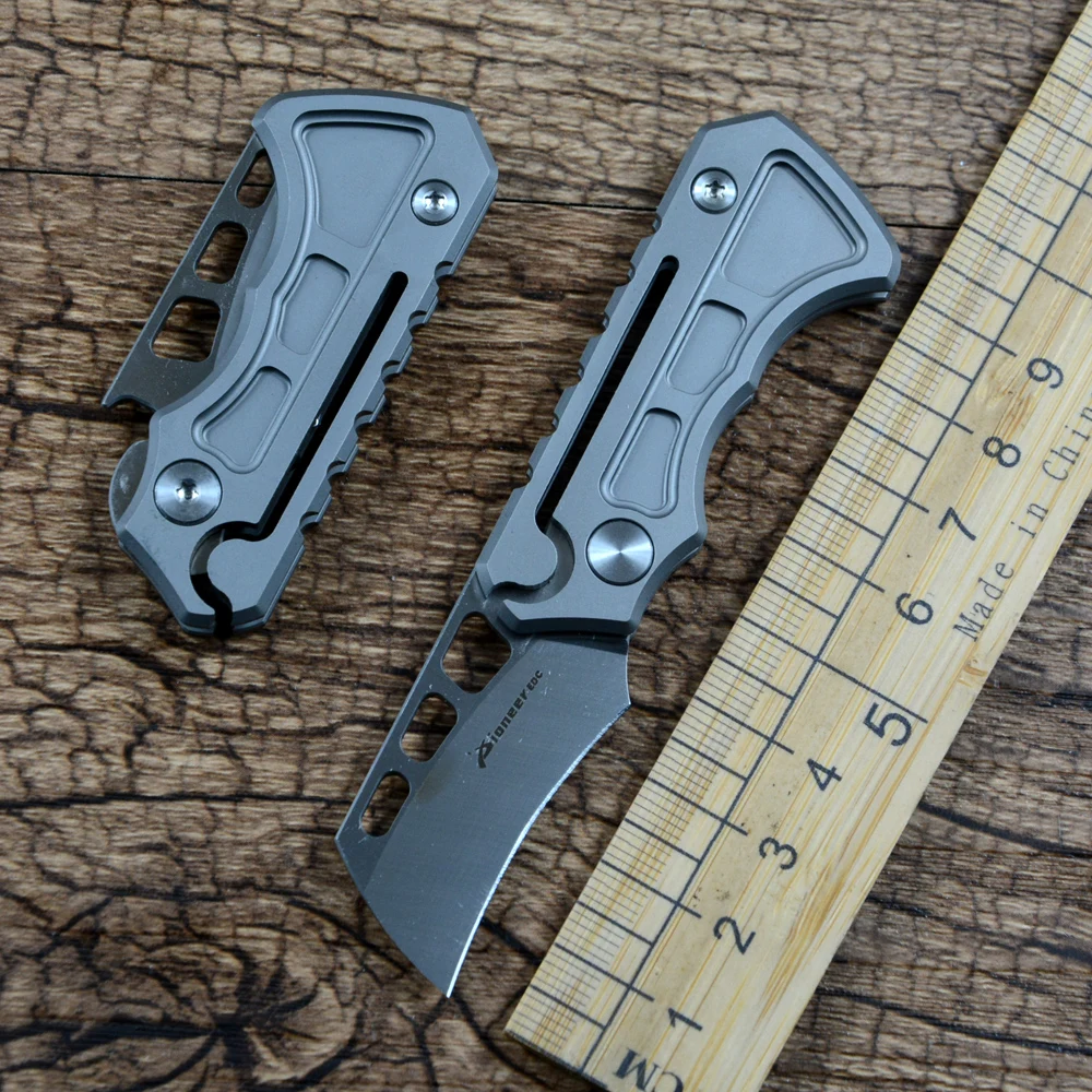 Pioneer XD035 Mini Pocket Knife 14C28N Blade Copper Washer TC4 Titanium Handle Slip Joint EDC Outdoor Camping Daily Gift