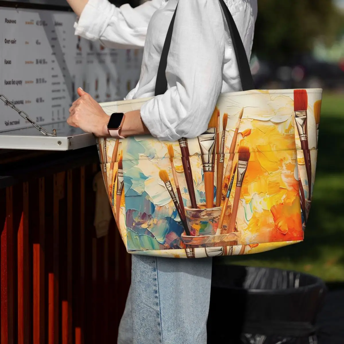 

Colour Paint Brush Brushes Print Beach Tote Bag Sport Gym Yoga Duffle Large Tote Bag Women Travel Bag Fitness bag