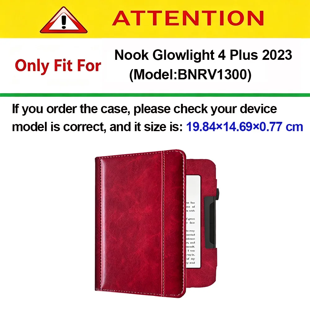 Case for 7.8-inch Nook Glowlight 4 Plus 2023 (BNRV1300) E-Book, Flip Folio Slim Portable Protective Sleeve