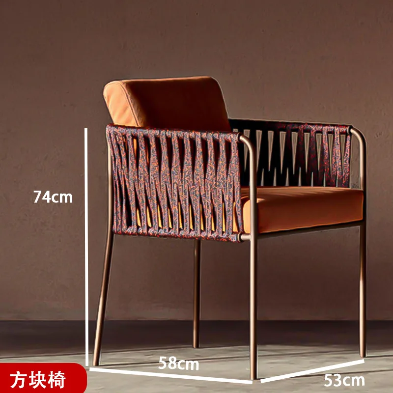 Modern outdoor commercial aluminum frame waterproof dining chair, suitable for schools, hotels, villas, living rooms
