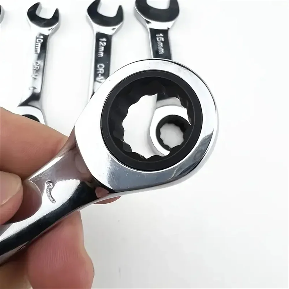 1pcs Short Handle Quick Ratchet Wrench Dual-Purpose Opening Tool Two-way Labor-Saving Car Repair