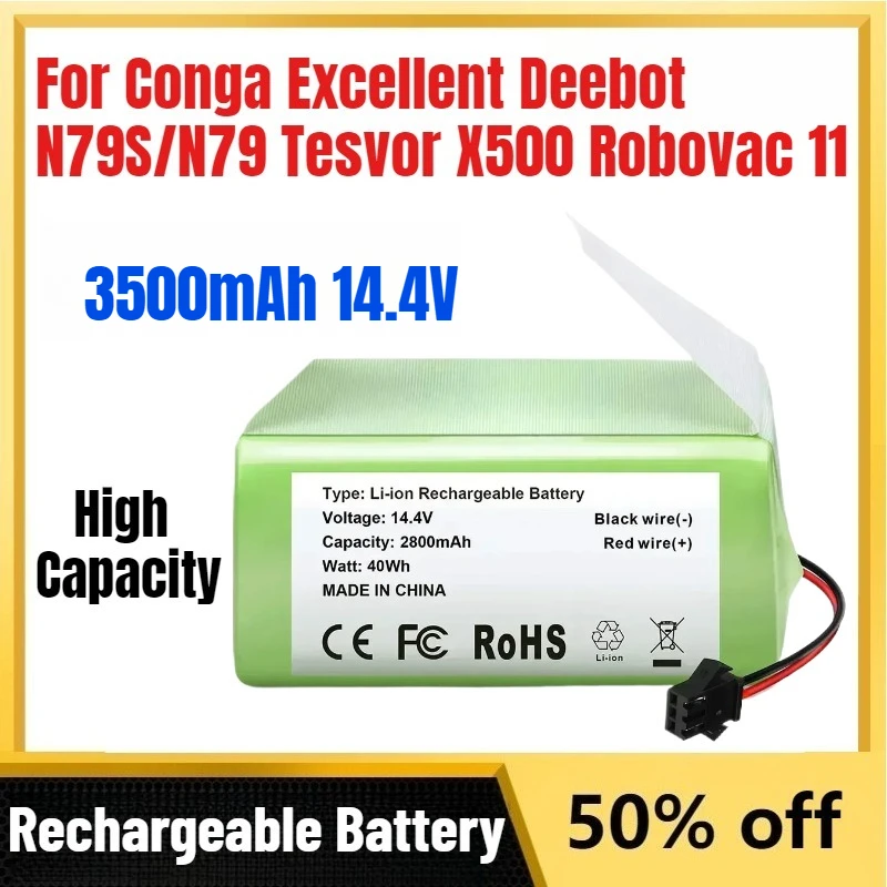 

High-Capacity 3500mAh 14.4V Replacement Battery for Conga Excellent Deebot N79S/N79 Tesvor X500 Robovac 11 - Rechargeable Li-ion