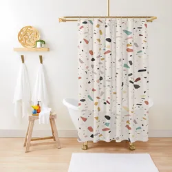 Colorful Aesthetic Terrazzo Design Shower Curtain Modern Accessory Bathrooms
