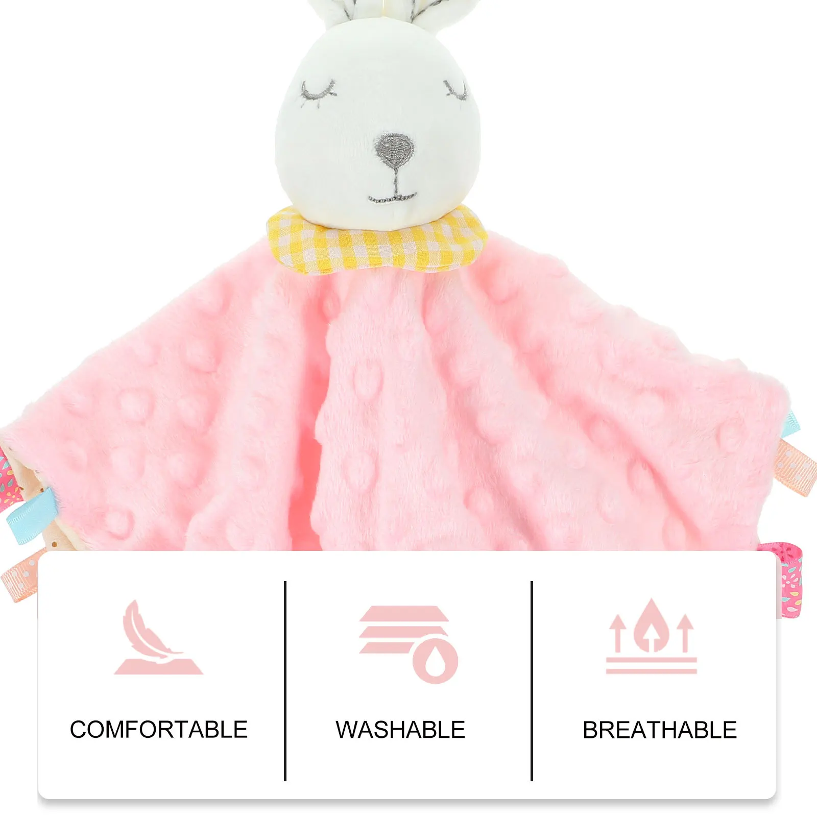 1 Stuks Konijn Gevulde Veiligheidsdeken Baby Rustgevende Zintuiglijke Tag Deken Baby Trooster Satijnen Lint Randen Fijne Motoriek