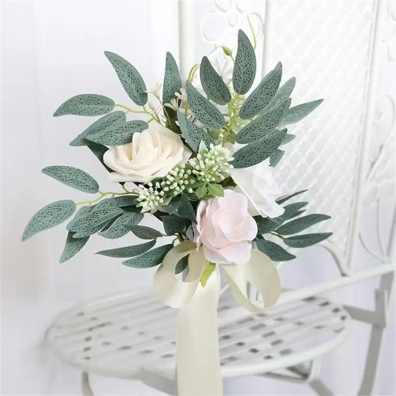 Yannew-Kit de fleurs artificielles pour arche de mariage, guirxiété d'eucalyptus poussiéreux, rideaux Boho, rose bleu, décorations de mariage, signe de bienvenue