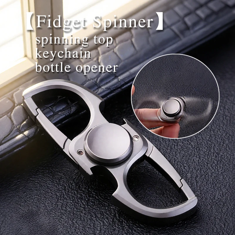 耐久性のあるメタル製フィジェットスピナー 3-in-1: 不安軽減ハンドトイ + キーホルダー + 栓抜き、楽しくて機能的なEDCギア フィジェットトイ