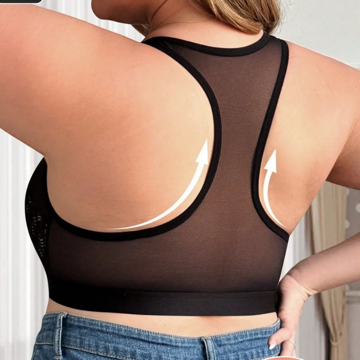 Dünnes, halbtransparentes, sexy Mesh, doppelte Brüste, Unterwäsche-Stickmuster, große Brust und kleiner Sport-BH-Überzug cw94007