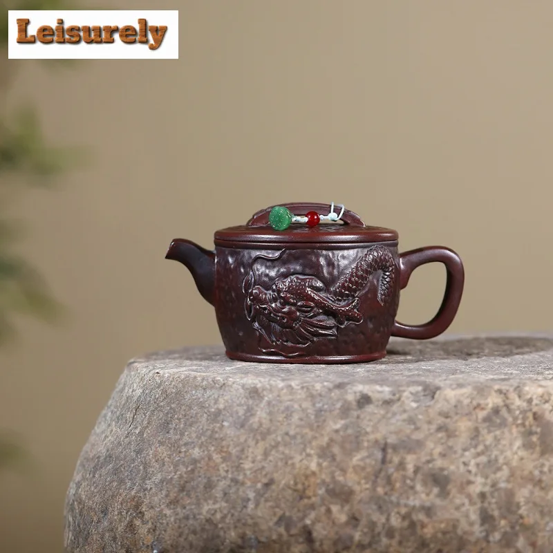 

350ml Authentic Yixing Purple Clay Teapot Handmade Large Caliber Pot Raw Ore Antique Brass Mud Kettle Chinese Zisha Teaset Cafes