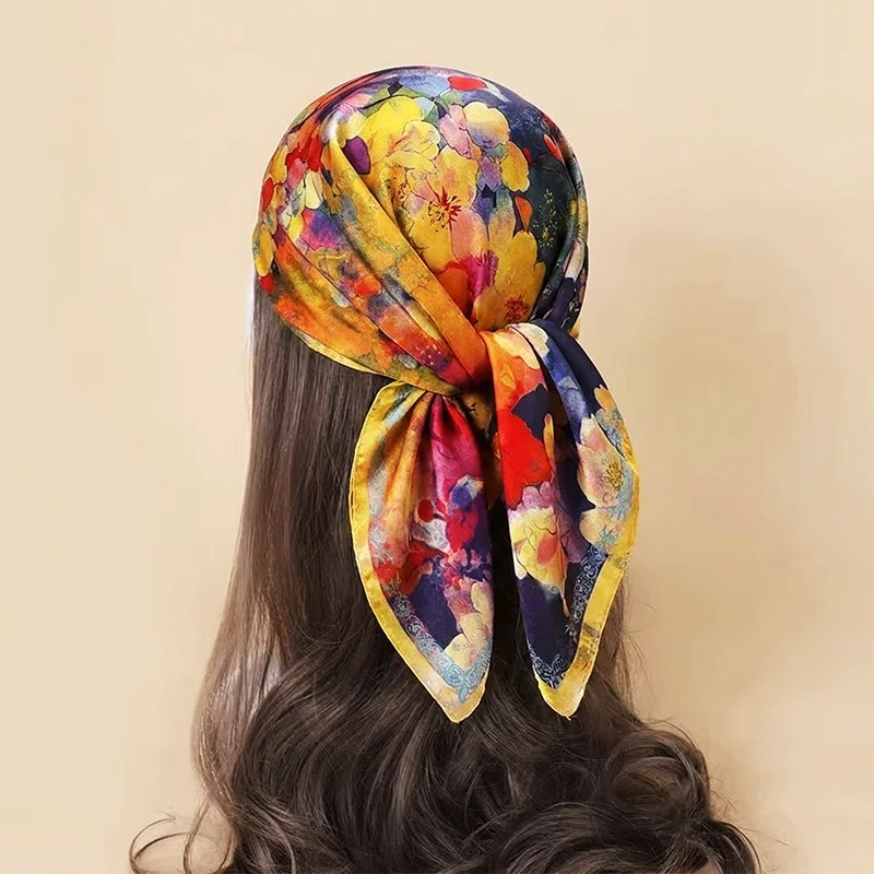 Women's Scarf Turban Hijab Shawl Luxury Square Female Headscarf Handkerchief Neckerchief Bandana Print Fashion Windproof Headban