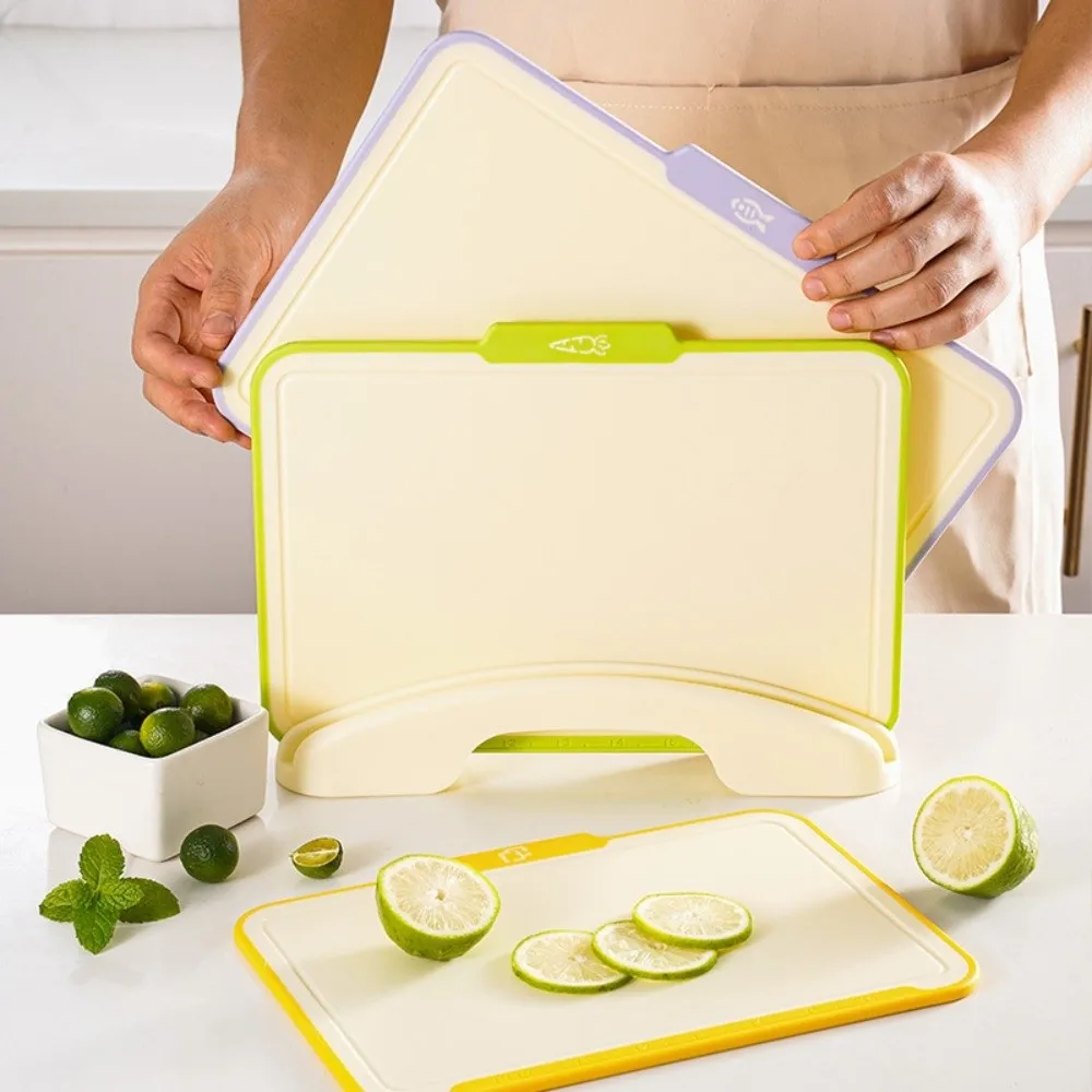 

3Pcs Multi-Purpose Cutting Board with Storage Stand Non-Slip Chopping Board Plastic Double Sides Vegetable Cutting Board