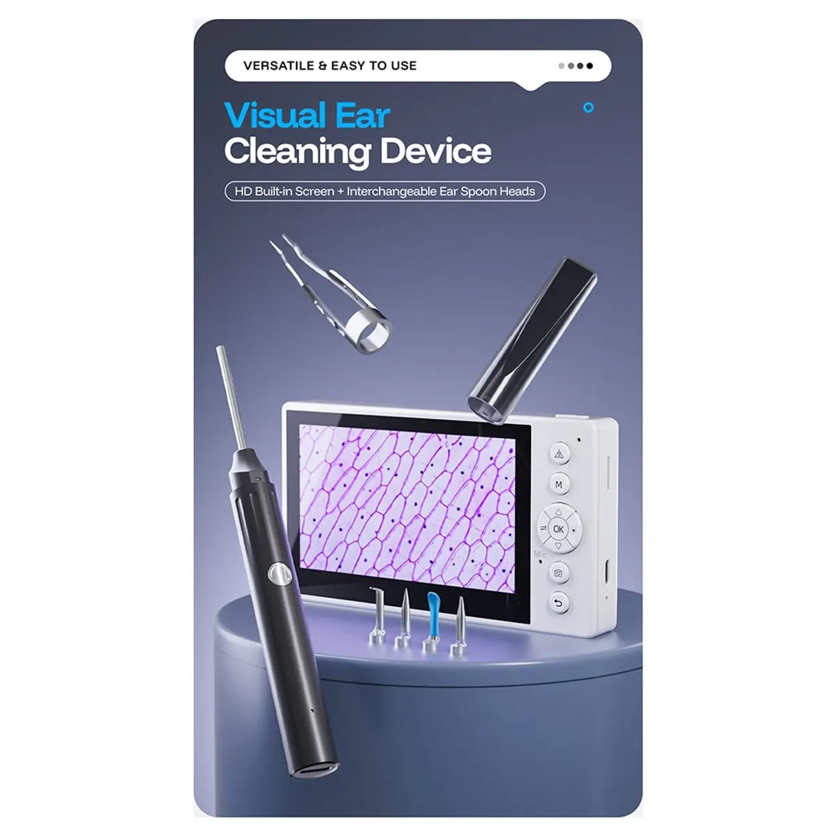 [Vend for]High-Definition Visual Ear Cleaning Instrument Wireless Connection with Screen Visual Ear Scoop 5 in 1 Device White