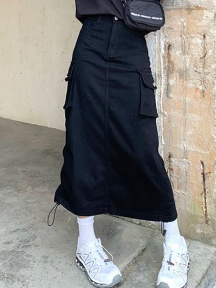 Cute Skirts For Women Kawaii Woman Skirt With Pocket Patchwork Streetwear Offer Original Hot Aesthetic Luxury Elegant V Stylish